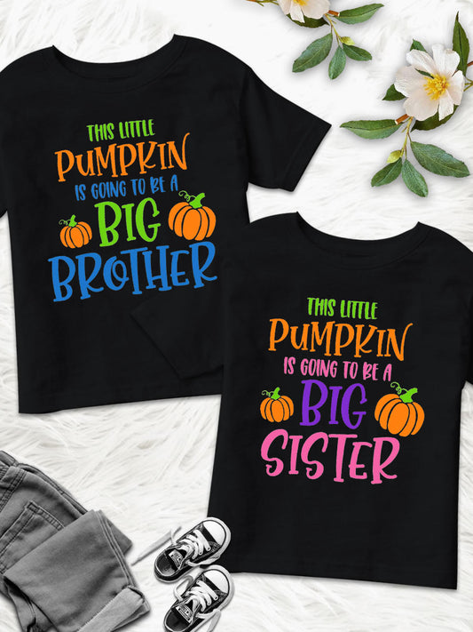 This Little Pumpkin Is Going To Be A Big Brother Funny Announcement Family Matching Shirt