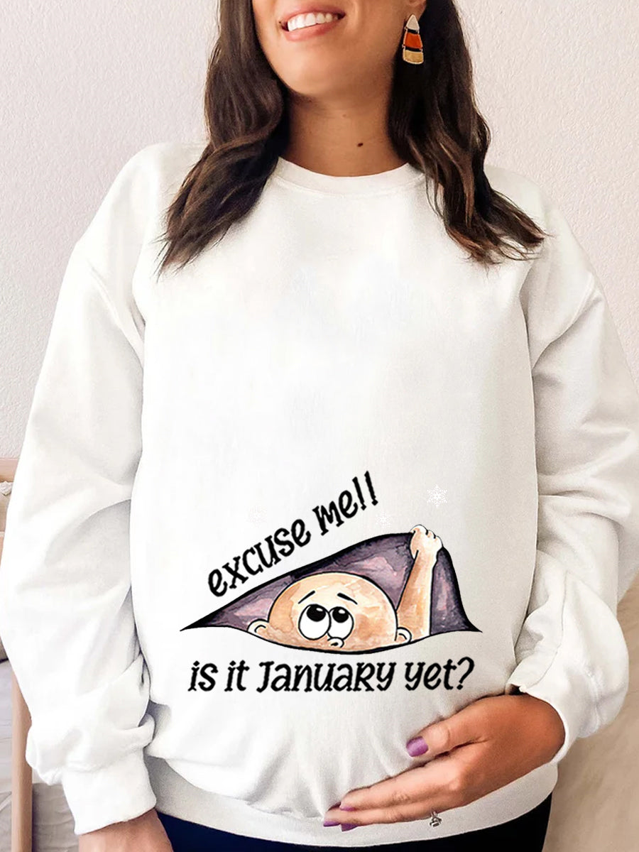 Customizable Months Baby Boy Peeking Bump Maternity Sweatshirt