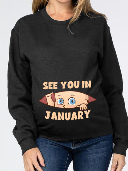 See You In Customizable Month Baby Peeking Maternity Sweatshirt