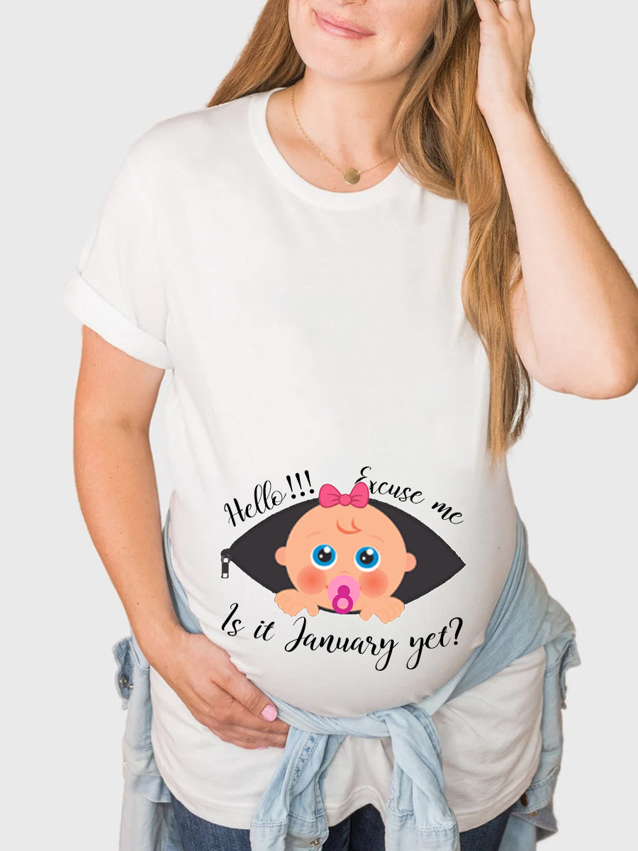 Excuse Me Is It Customizable Months Cute Girl Maternity Shirt