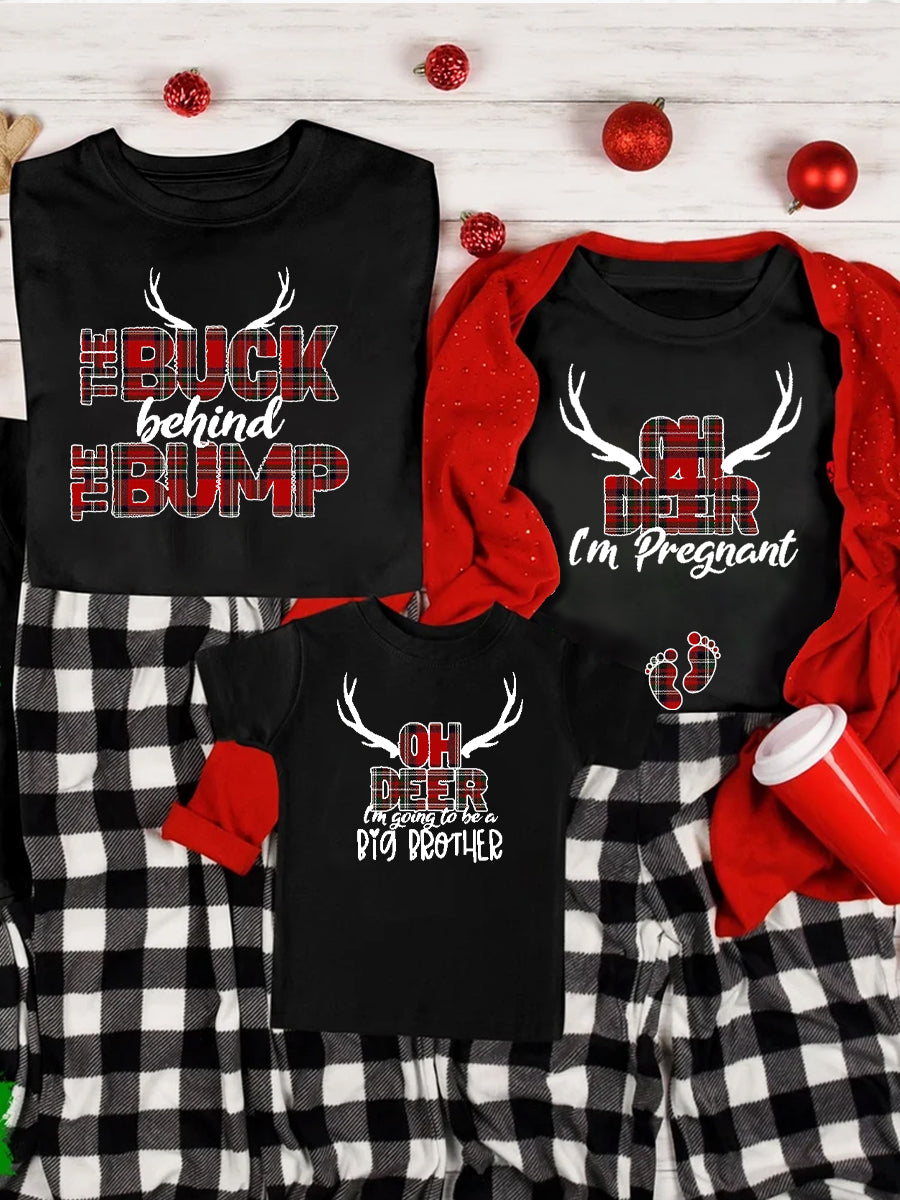 Oh Deer I'm Pregnant Announcement Family Matching Shirt