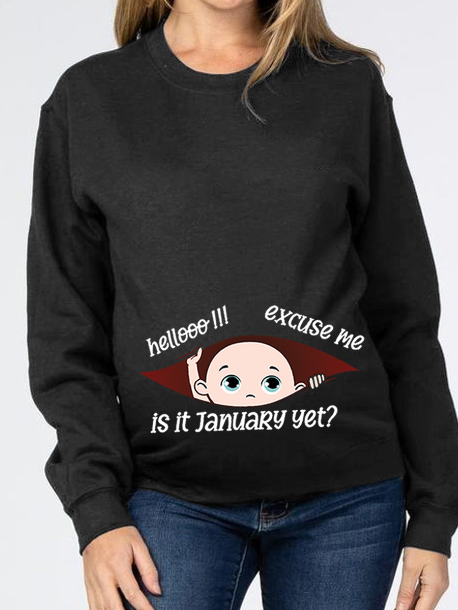 Customizable Months Baby Boy Peeking Maternity Sweatshirt