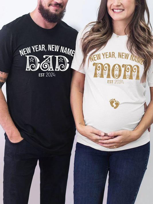 New Year New Name Mom&Dad EST 2025 Couple Shirt