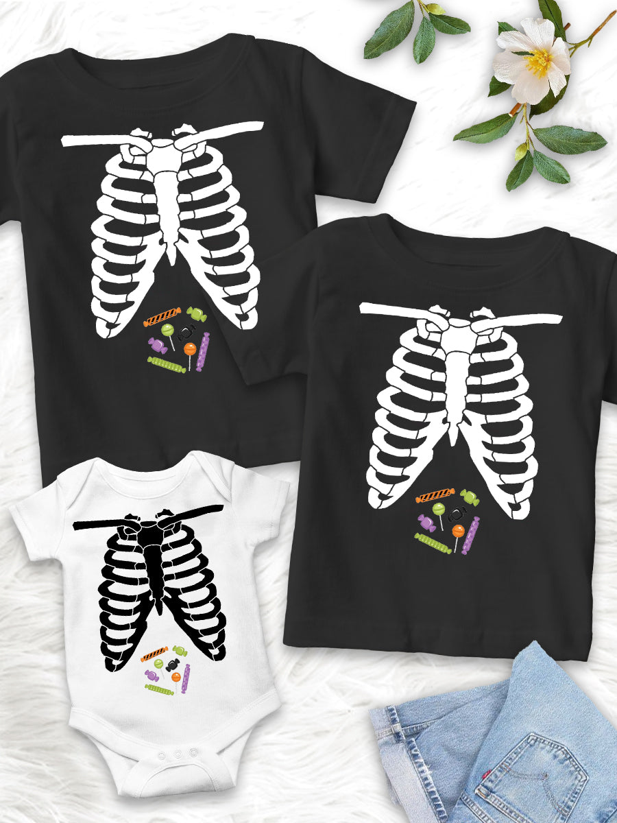 Skeleton and Candy Halloween Child Shirt