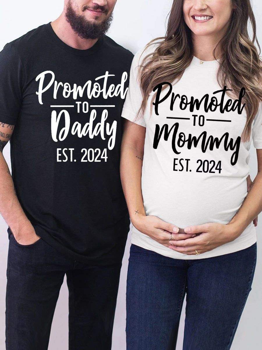 Promoted To Mommy EST. 2024/2025 Couple Shirt