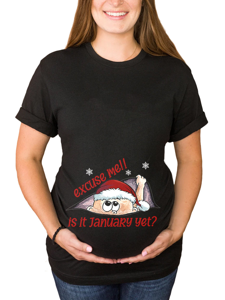 Christmas Baby Peeking Customizable Months Maternity Sweatshirt