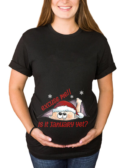 Christmas Baby Peeking Customizable Months Maternity Shirt