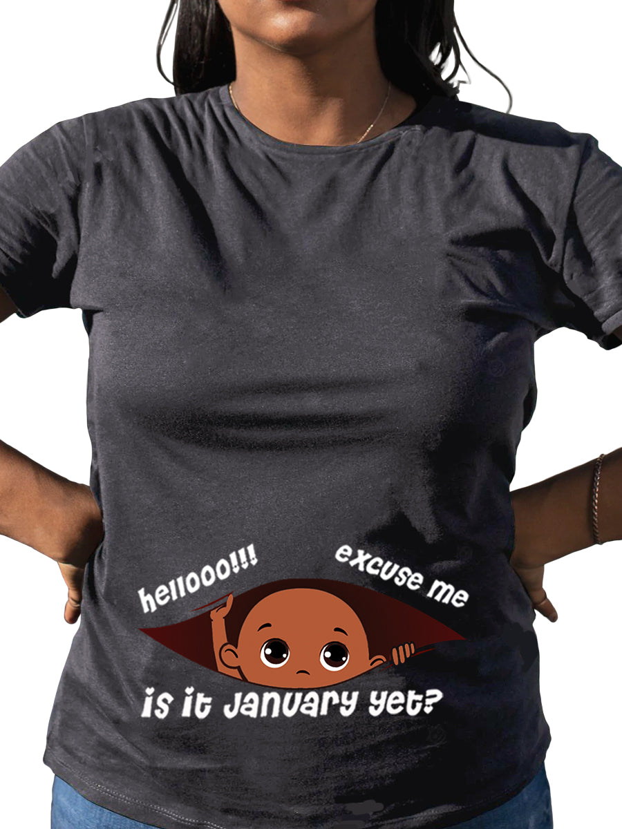 Customizable Months Black Baby Boy Peeking Maternity Sweatshirt