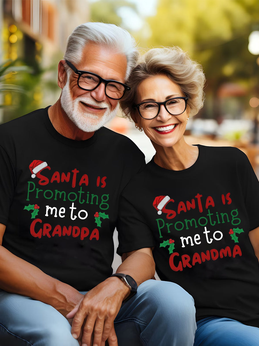 Santa Is Promoting Me To Mommy Announcement Family Matching Shirt