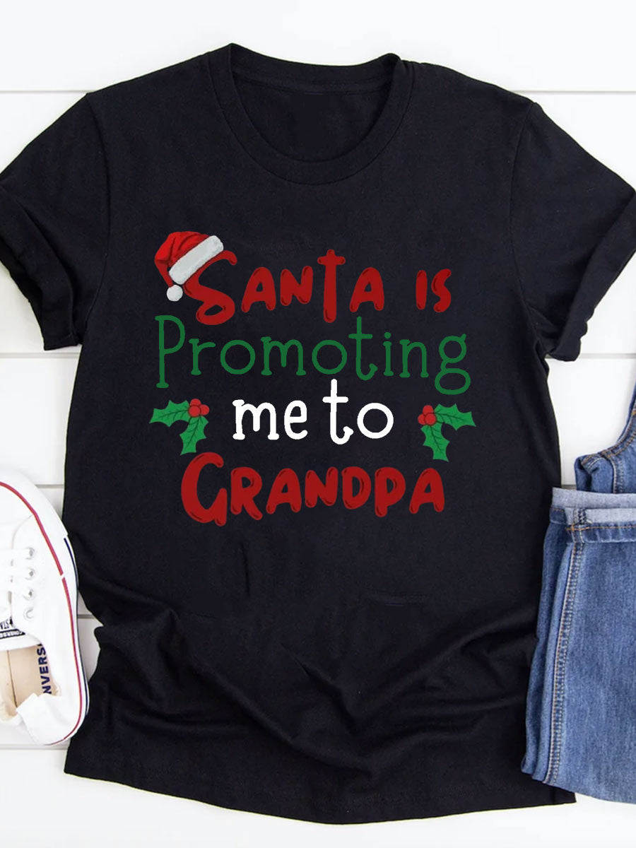 Santa Is Promoting Me To Mommy Announcement Family Matching Shirt