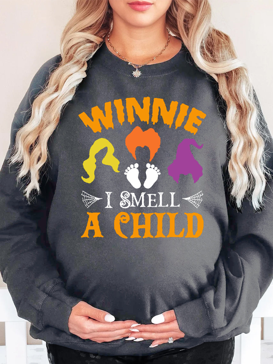 Winnie I Smell A Child Halloween Announcement Maternity Shirt