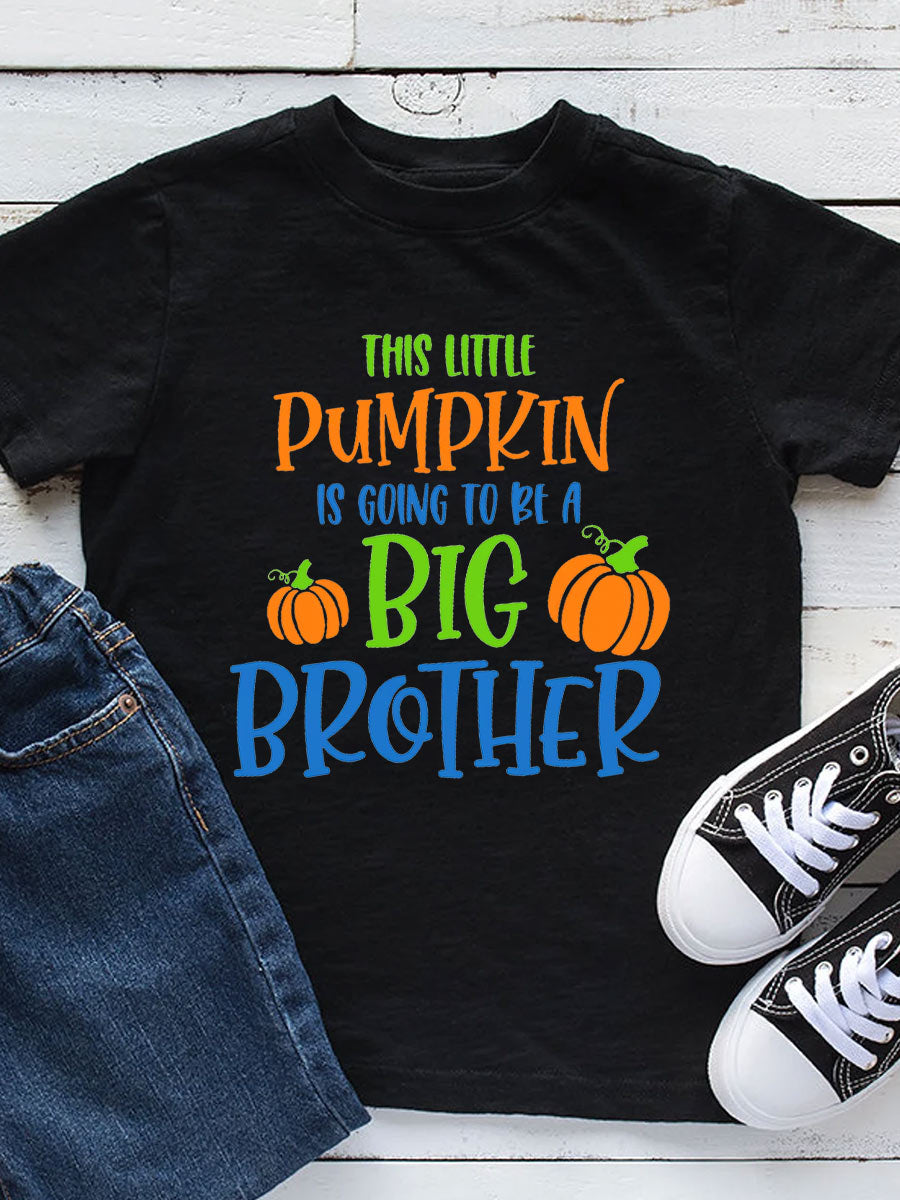 This Little Pumpkin Is Going To Be A Big Brother Funny Announcement Family Matching Shirt