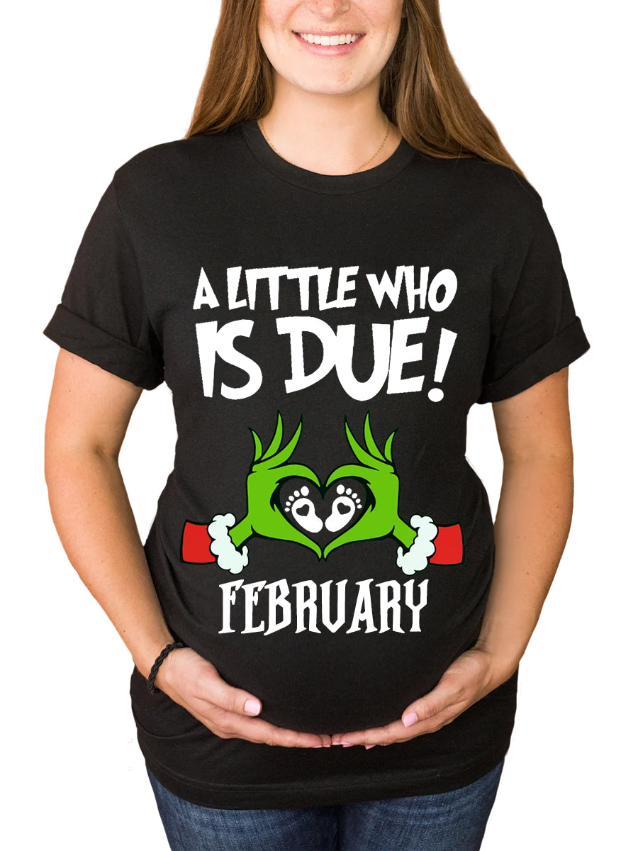 Customizable Month A Little Who Is Due Couple Maternity Shirt