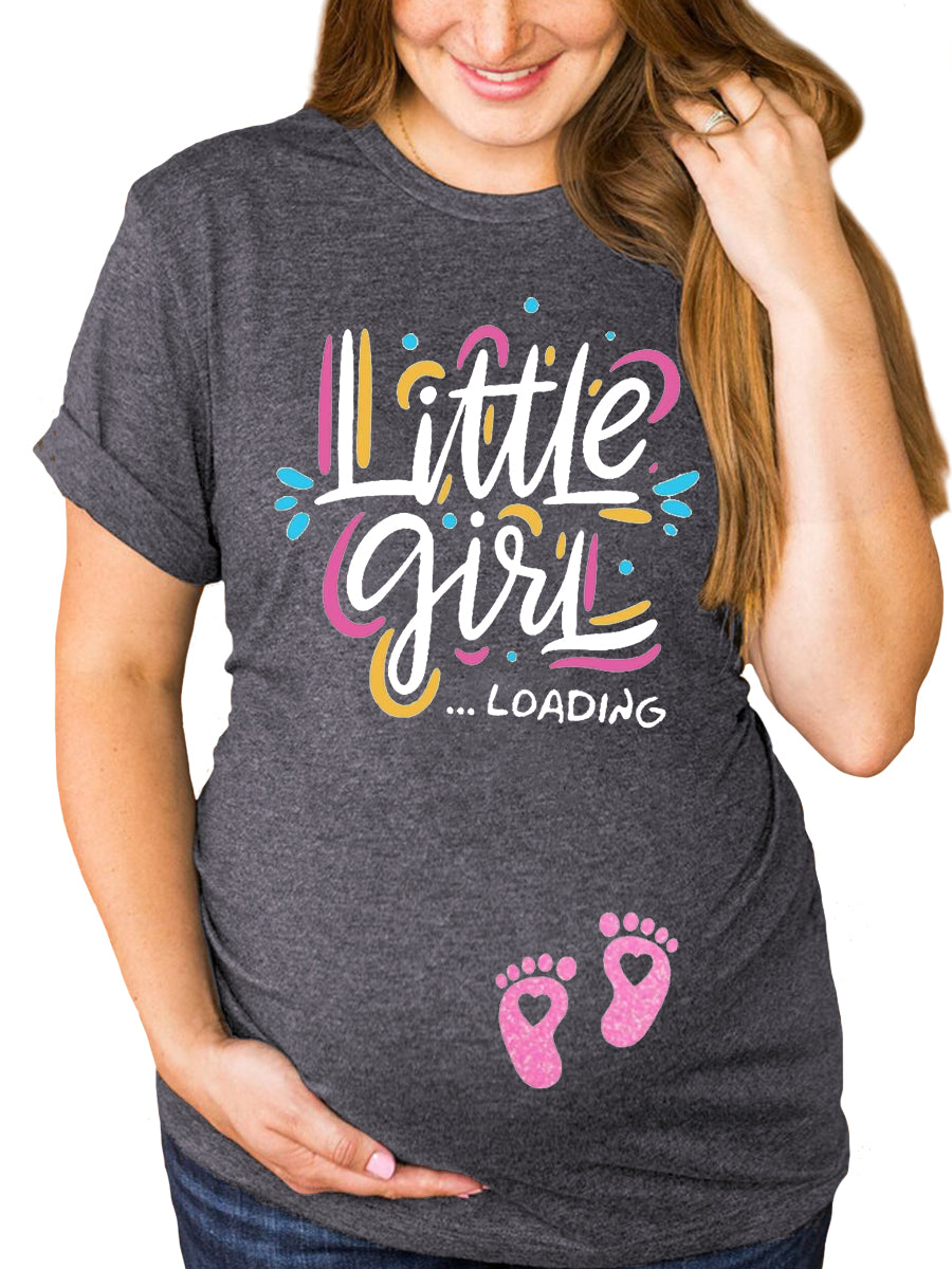 Little Girl Loading Gender Reveal Announcement Shirt