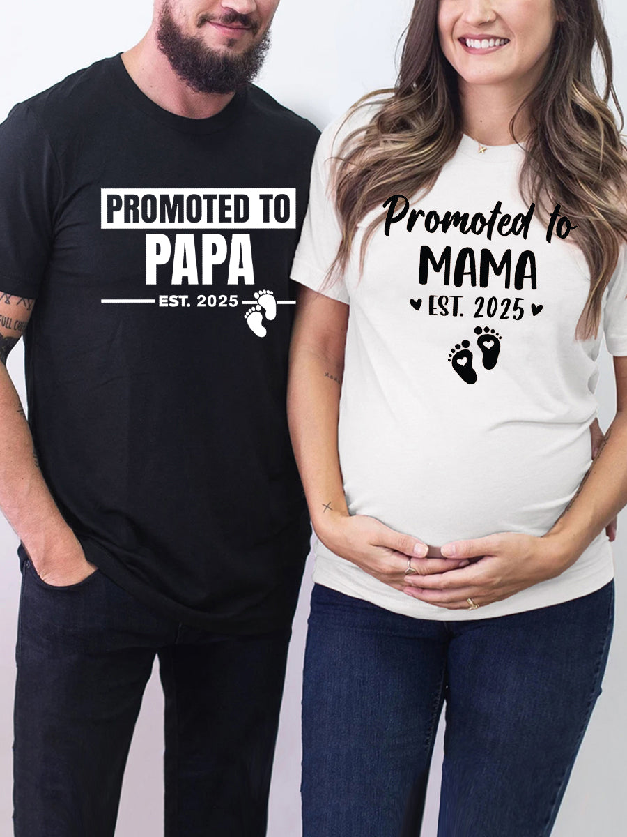 Promoted To Mama EST 2024/2025 Announcement Family Matching Shirt