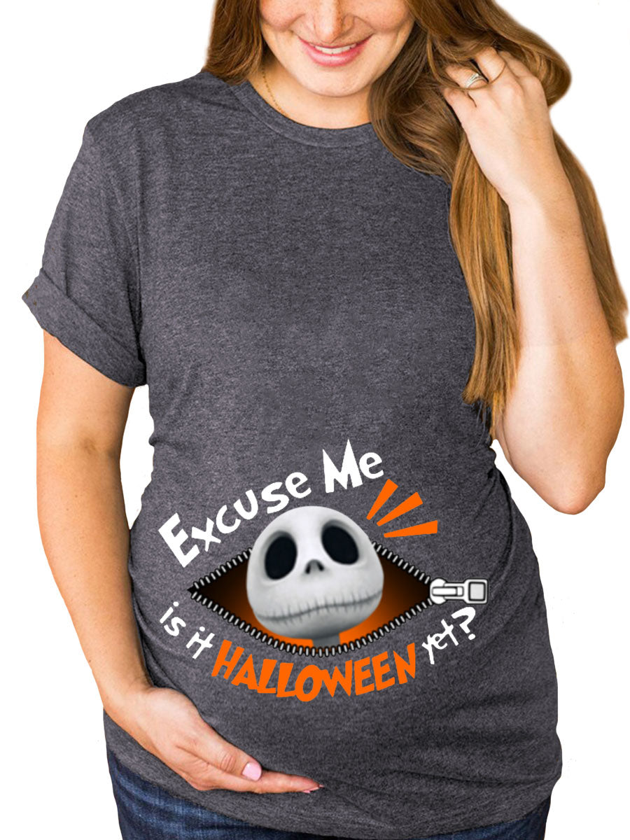 Excuse Me Is It Halloween Yet Peeking Maternity Shirt