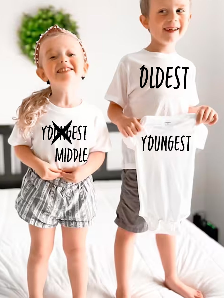 Oldest Middle Youngest Big Brother/Sister Announcement Family Matching Shirt