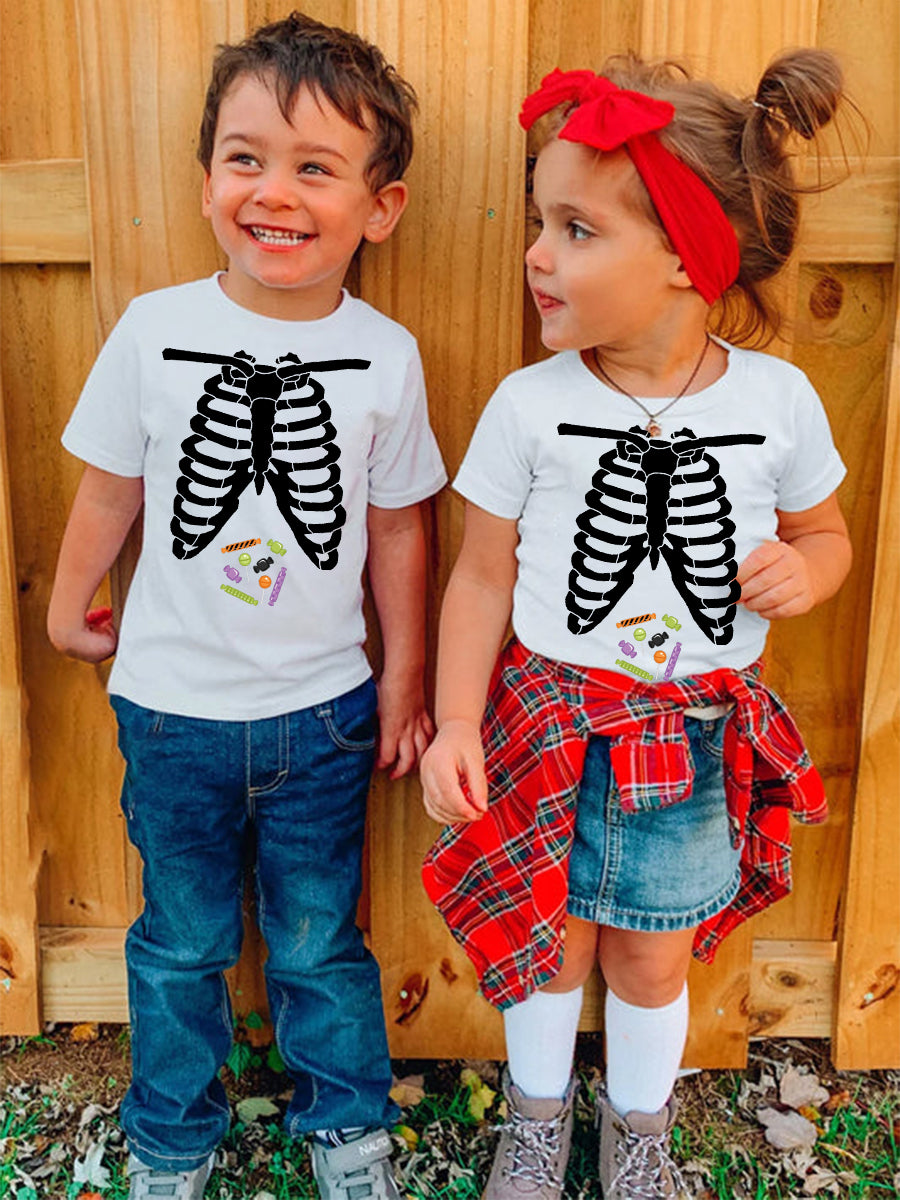 Skeleton and Candy Halloween Child Shirt