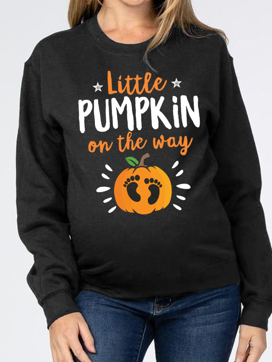 Little Pumpkin On The Way Funny Announcement Parents Sweatshirt