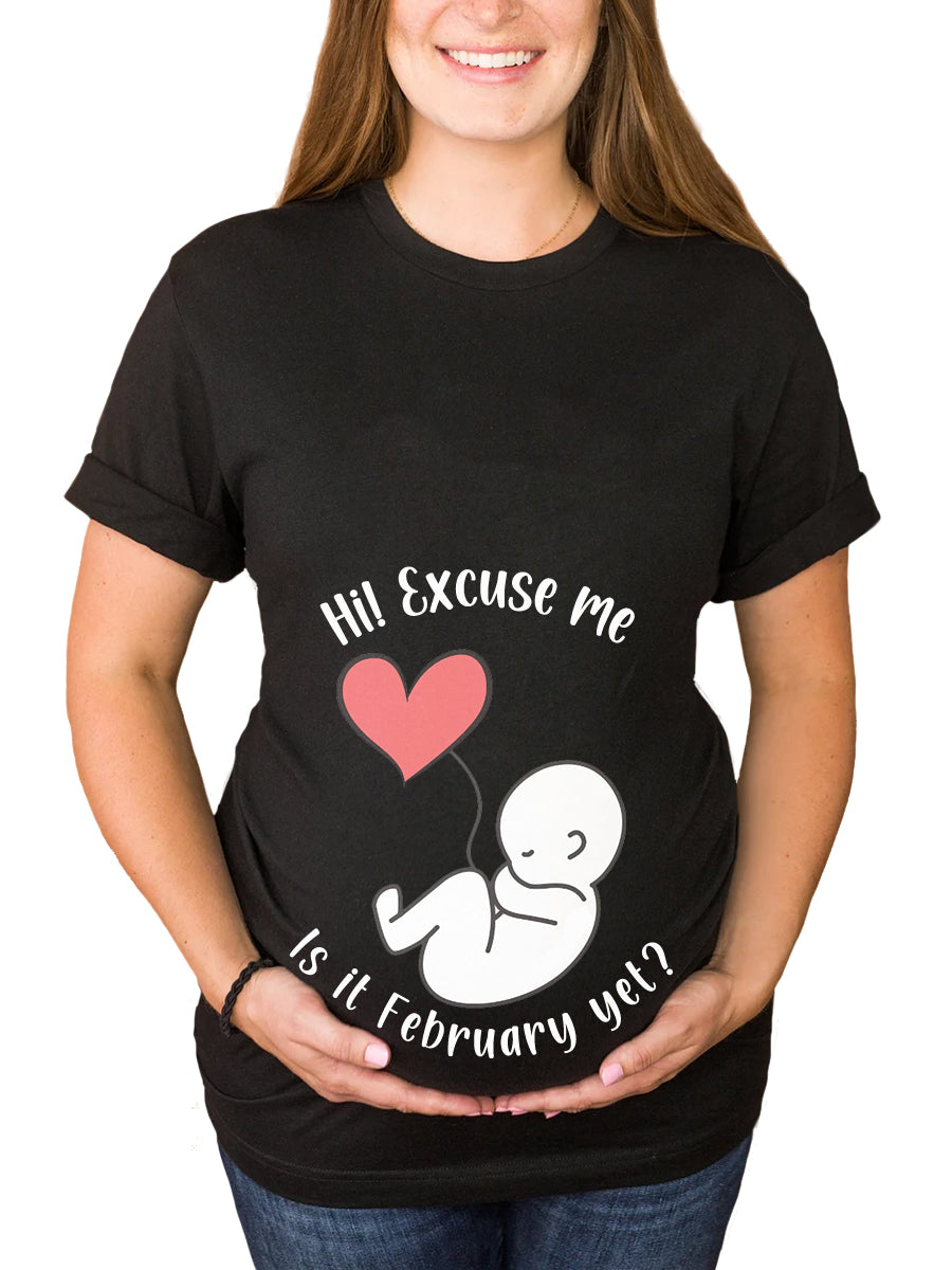 Customizable Months Heart Cute Baby Pregnant Maternity Shirt