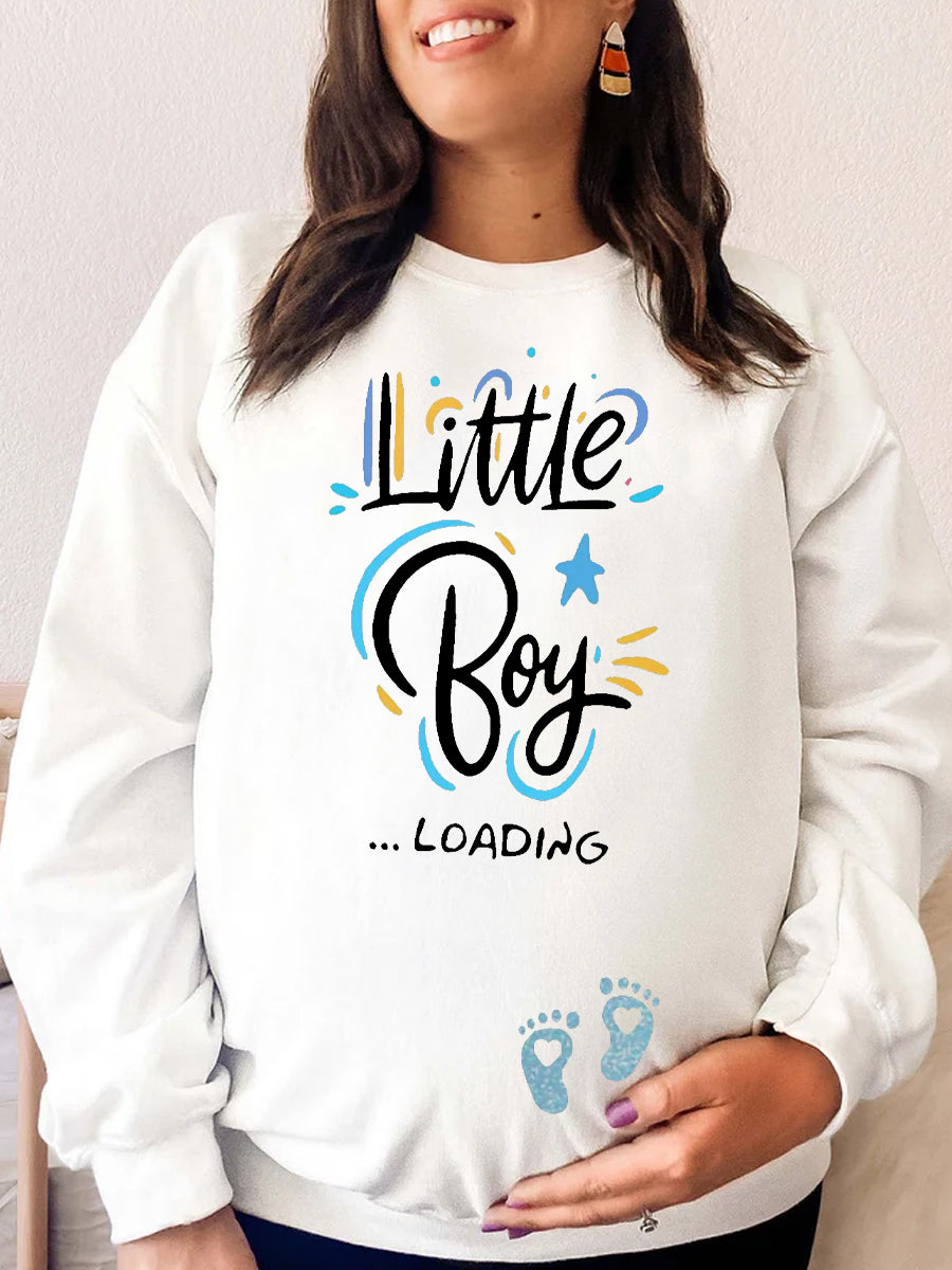 Little Boy Loading Gender Reveal Maternity Sweatshirt