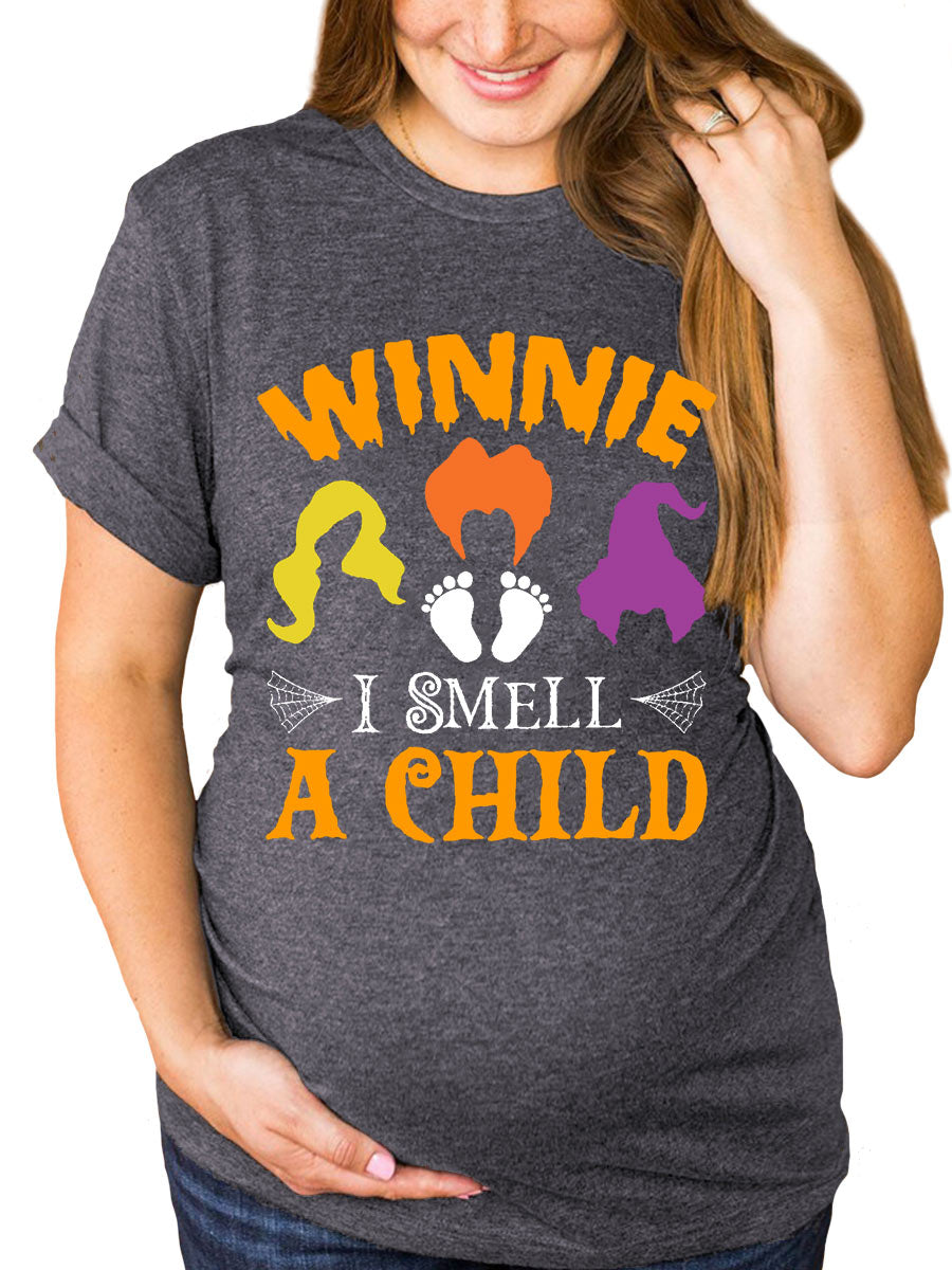 Winnie I Smell A Child Halloween Announcement Maternity Sweatshirt