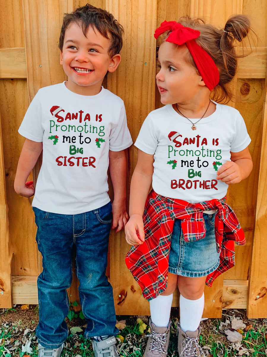 Santa Is Promoting Me To Mommy Announcement Family Matching Shirt