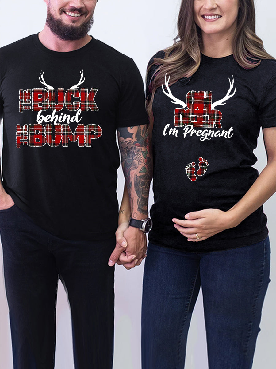 Oh Deer I'm Pregnant Announcement Family Matching Shirt