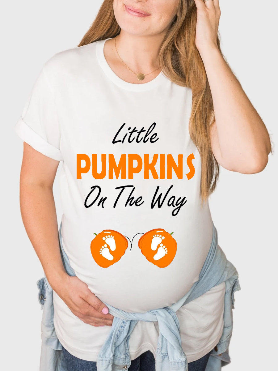 Little Pumpkins On The Way Funny Maternity Shirt