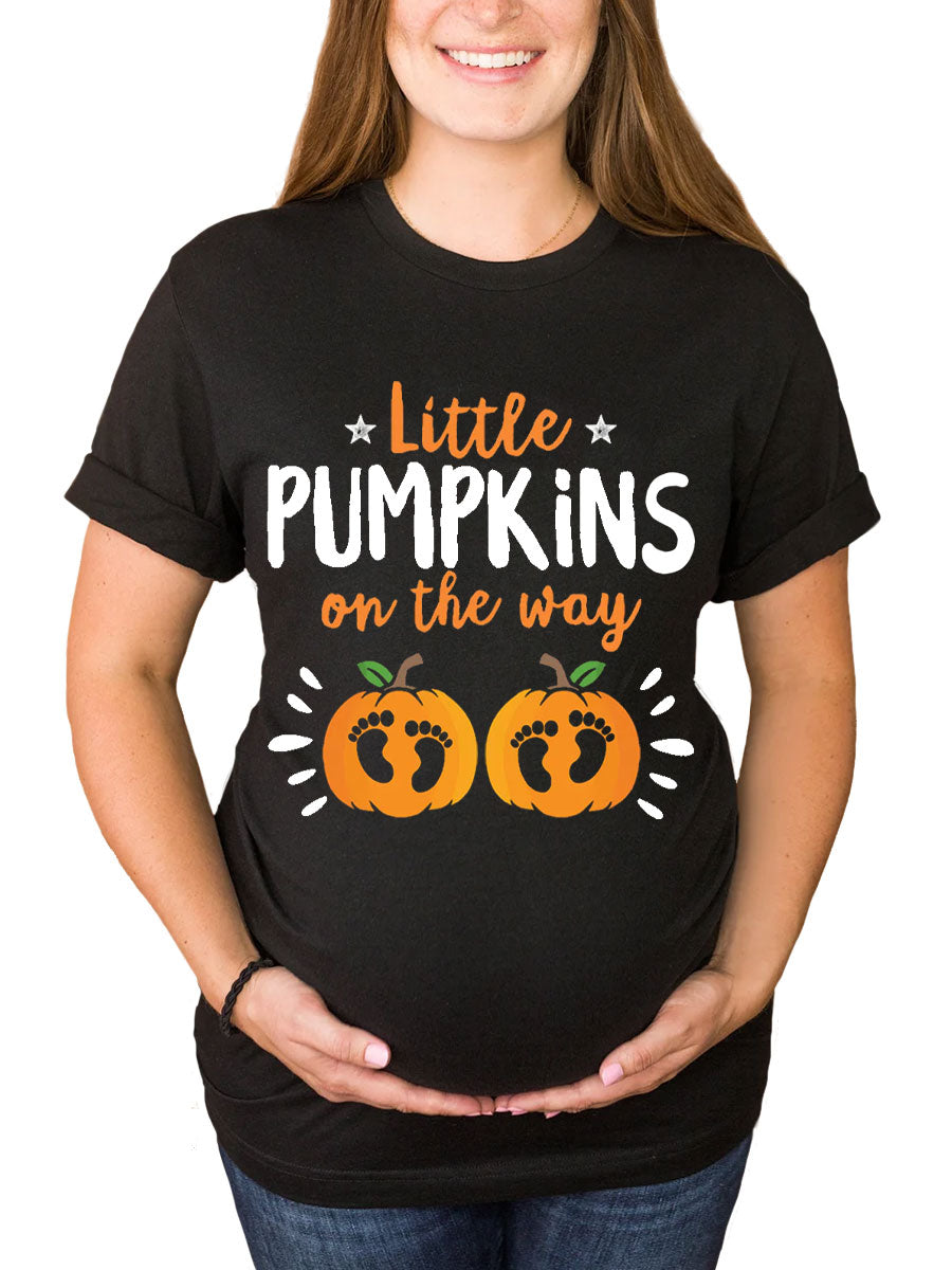 Little Pumpkins On The Way Twins Announcement Parents Shirt