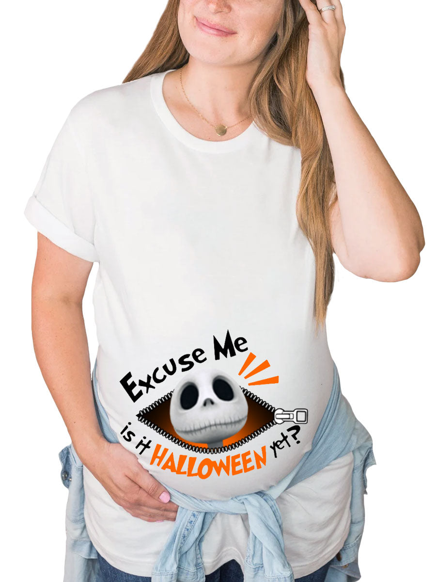 Excuse Me Is It Halloween Yet Peeking Maternity Shirt