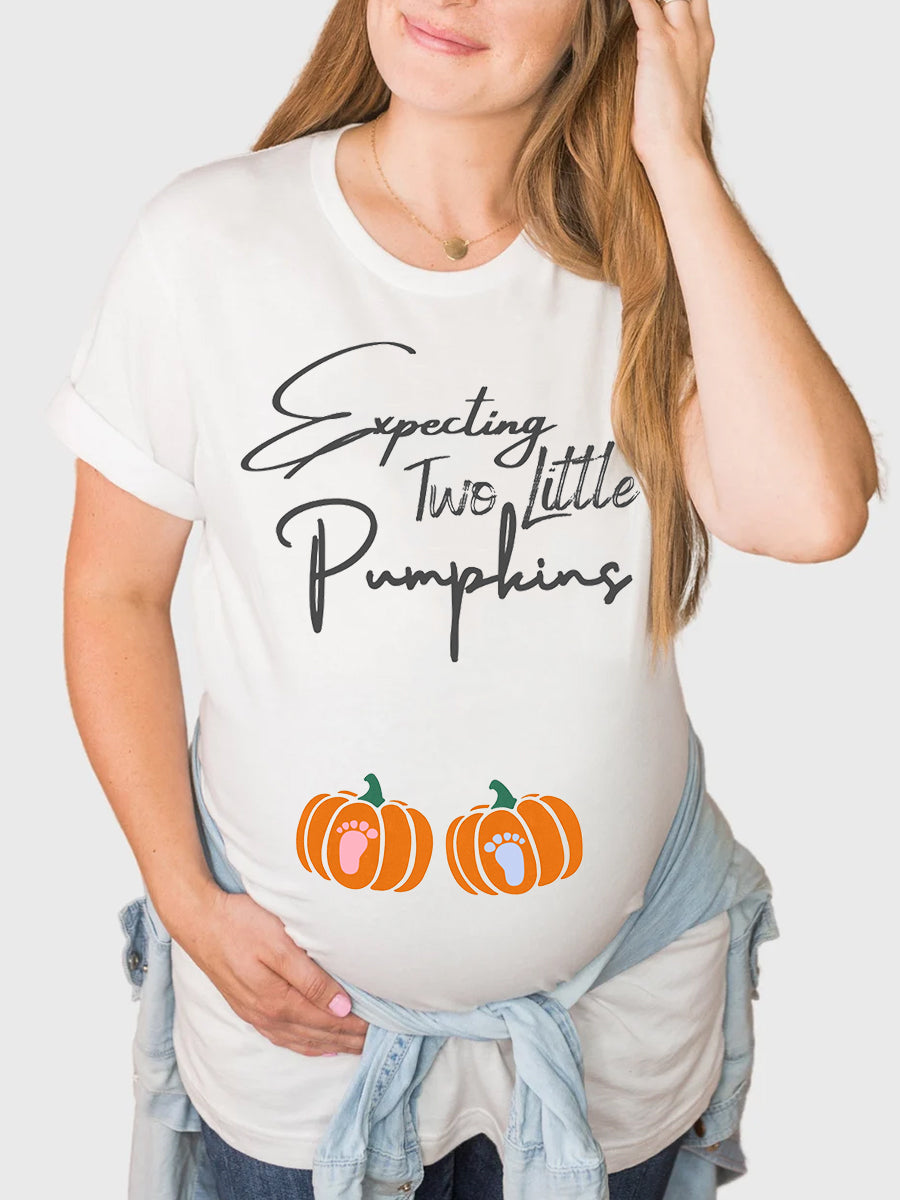 Expecting Two Little Pumpkins Funny Announcement Maternity Shirt