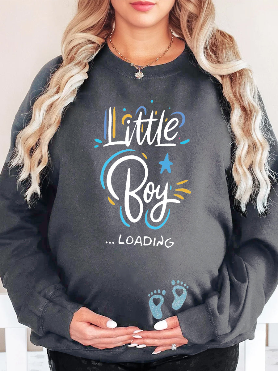 Little Boy Loading Gender Reveal Maternity Sweatshirt