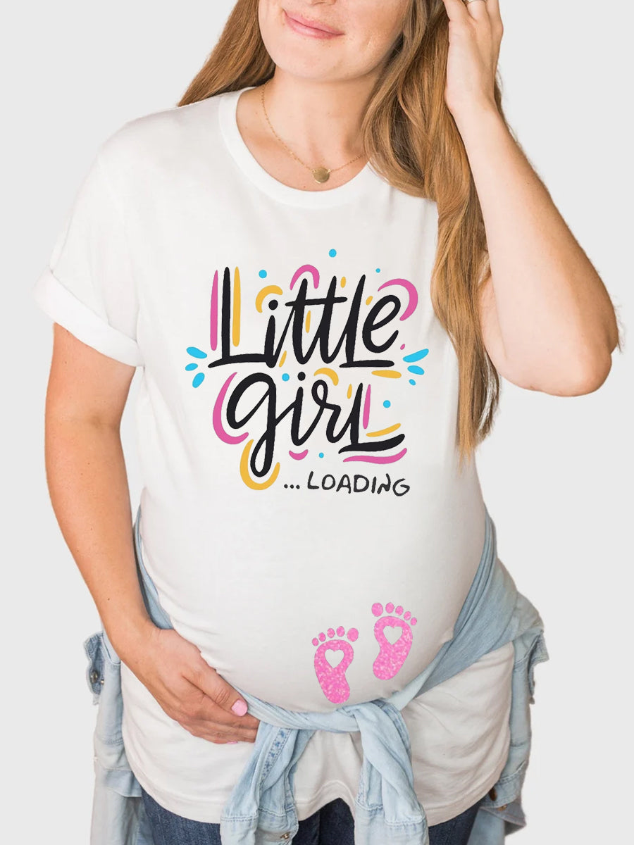 Little Girl Loading Gender Reveal Announcement Shirt