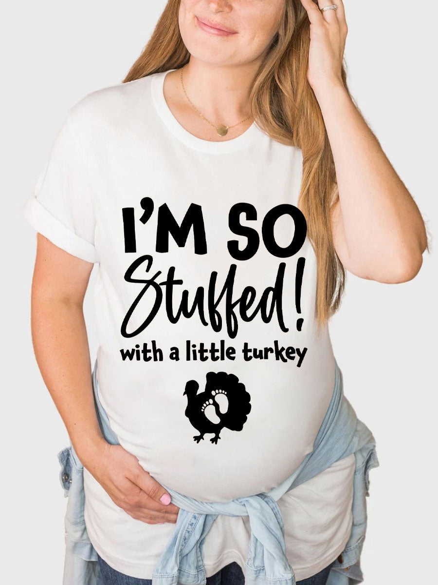 I'm So Stuffed With A Little Turkey Couple Shirt