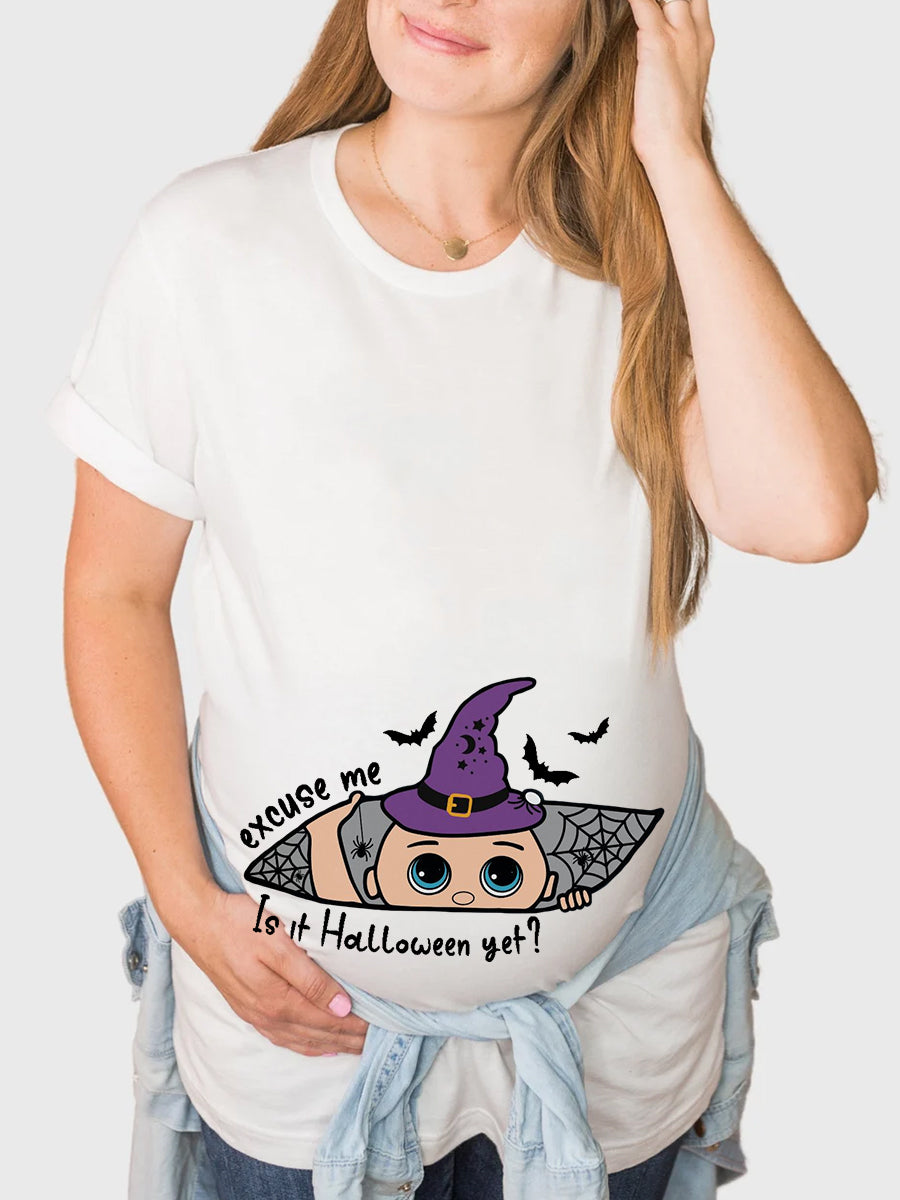 Excuse Me Is It Halloween Yet? Baby Peeking Maternity Shirt