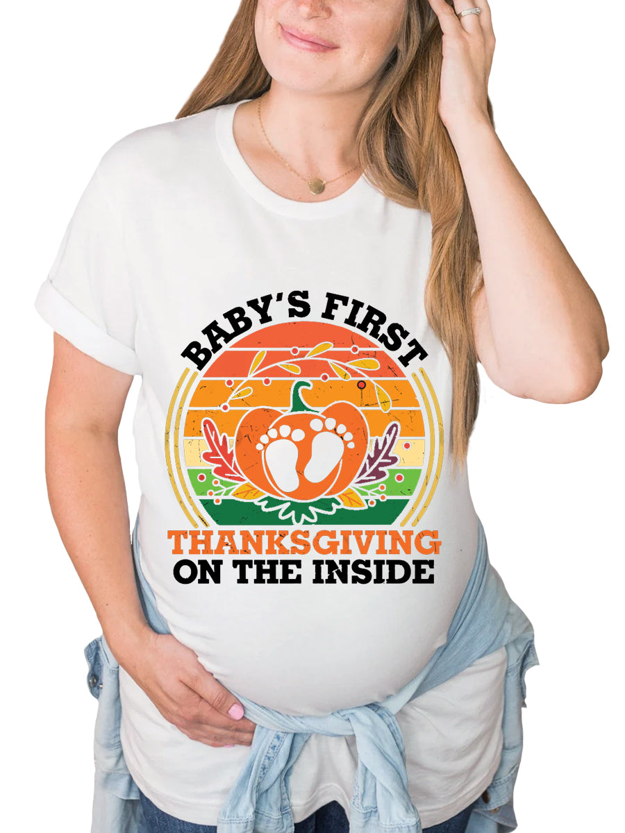 Bump's First Thanksgiving On The Side Maternity Shirt