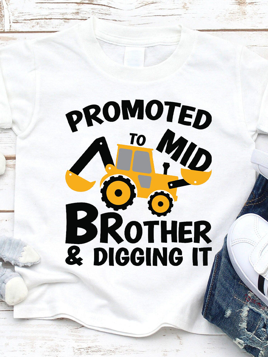 Promoted To Big/Mid Brother & Digging It Cute Family Matching Shirt