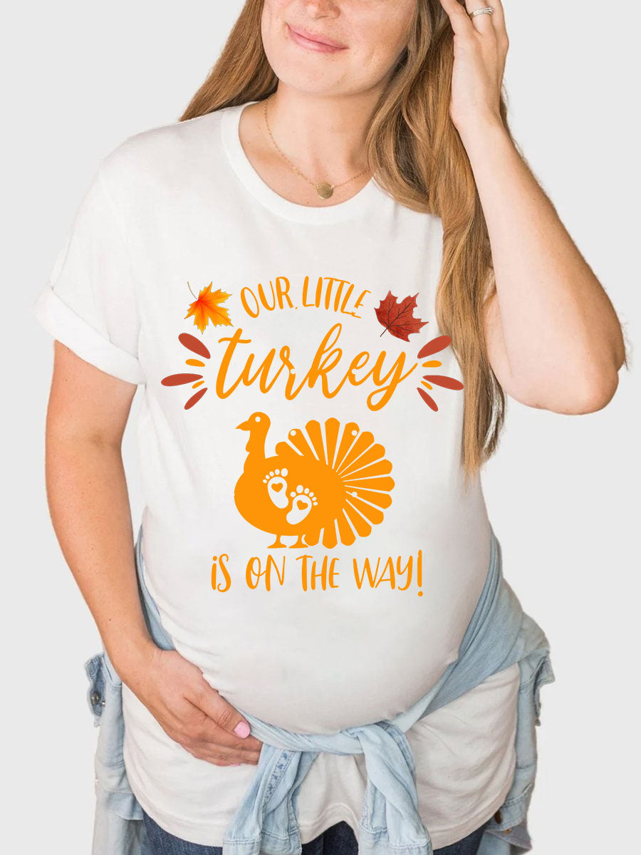 Our Little Turkey is On the Way Thankgiving Couple Shirt