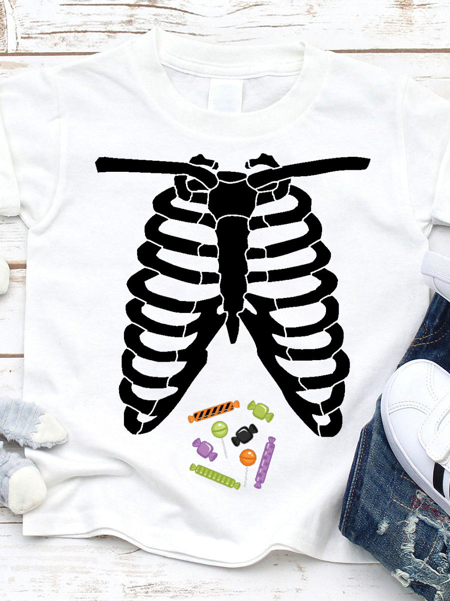 Skeleton and Candy Halloween Child Shirt