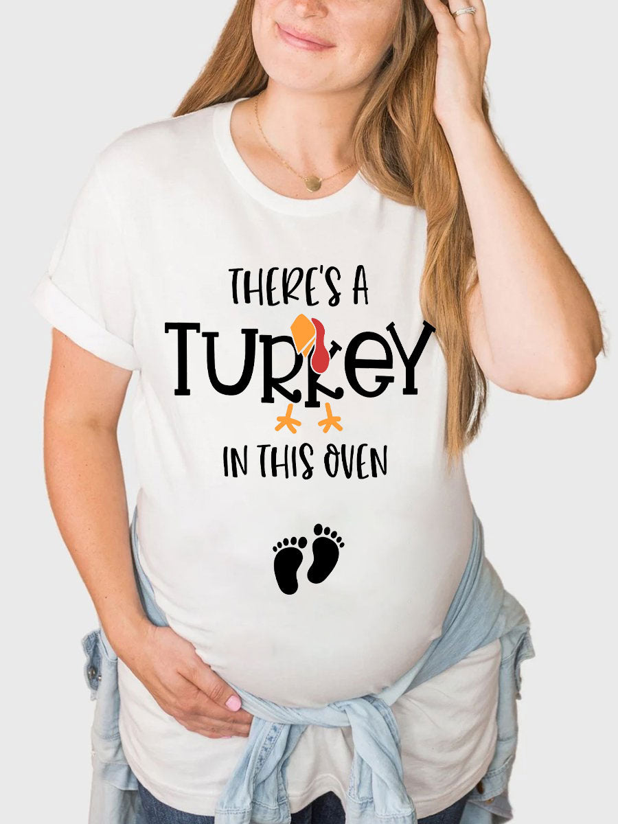 There's A Turkey in the Oven Thankgiving Couple Shirt