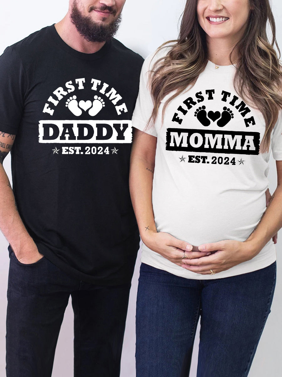 First Time Mommy EST 2024/2025 Announcement Family Matching Shirt