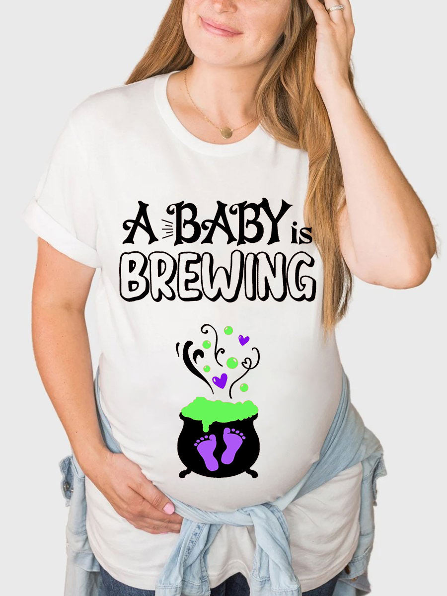 A Baby Is Brewing Announcement Couple Shirt