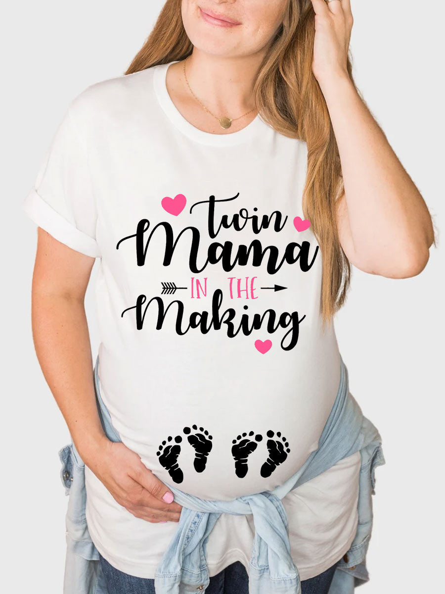 Twin Mama In The Making Announcement Maternity Shirt