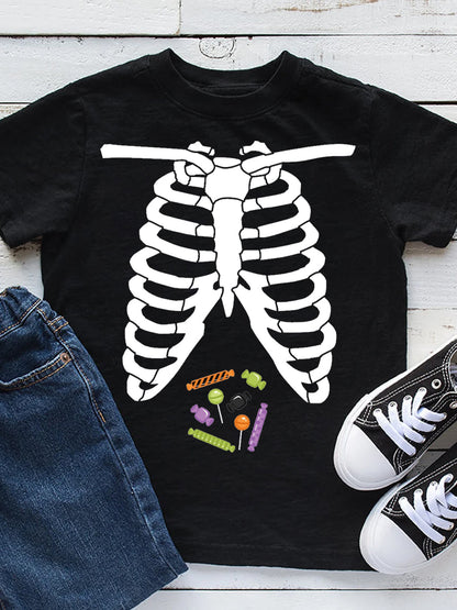 Skeleton and Candy Halloween Child Shirt