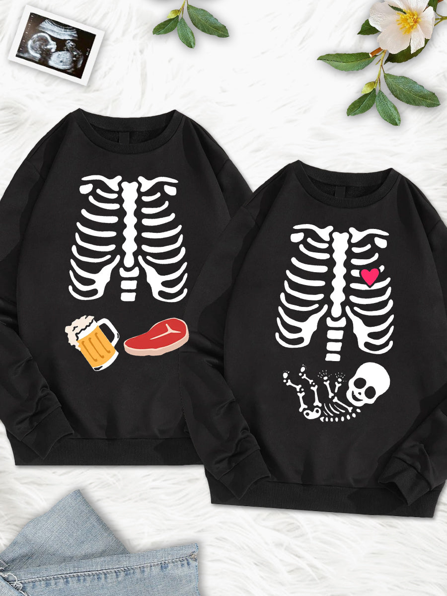 Skeleton Baby Couple Maternity Sweatshirt