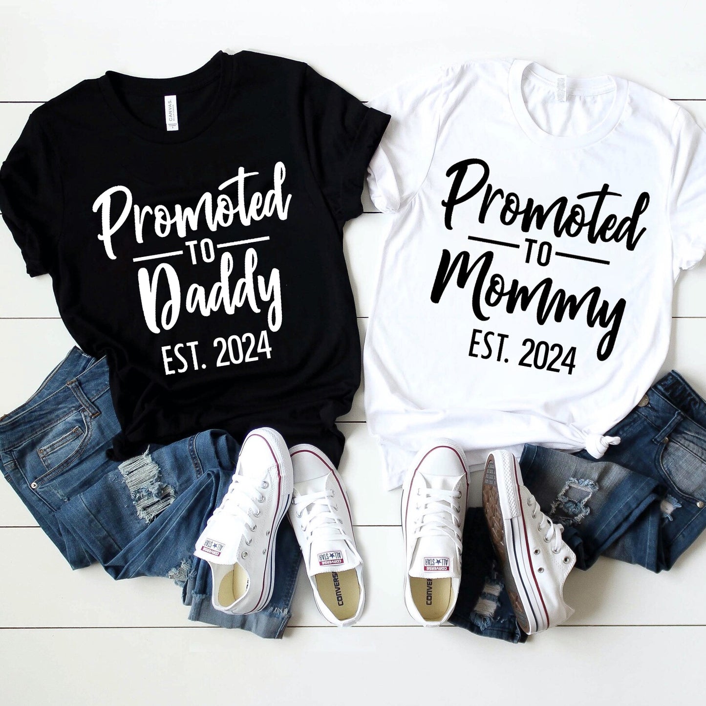 Promoted To Mommy EST. 2024/2025 Couple Shirt