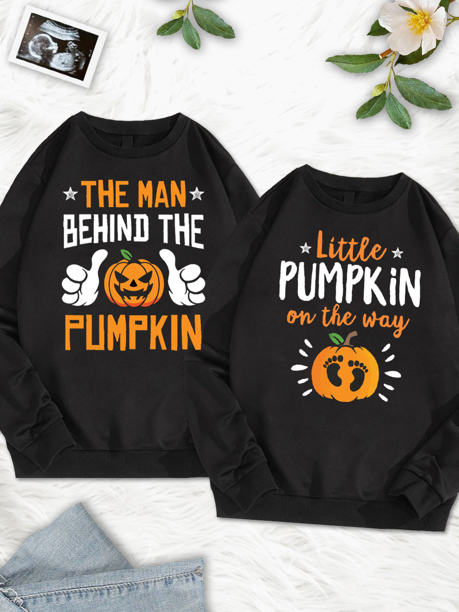 Little Pumpkin On The Way Funny Announcement Parents Sweatshirt