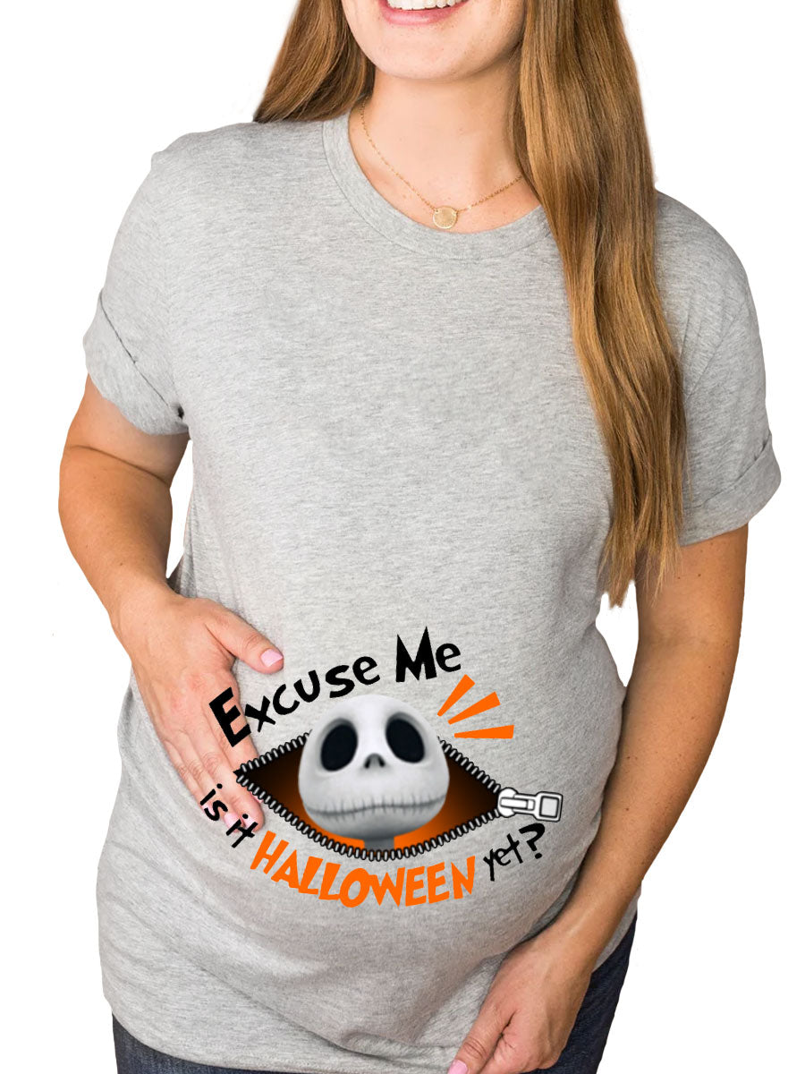 Excuse Me Is It Halloween Yet Peeking Maternity Shirt