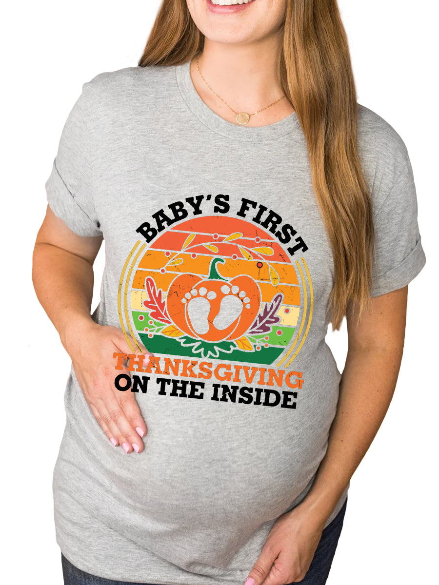 Bump's First Thanksgiving On The Side Maternity Shirt